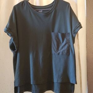 Womens Olive Green Oversized Pocket / Short sleeve Shirt Top Sz. Large